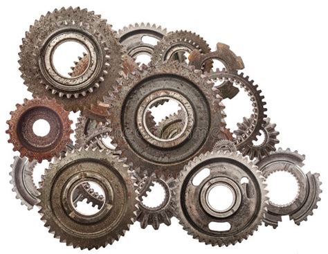 Grunge Gear Cog Wheels Black And White Background Industrial Science