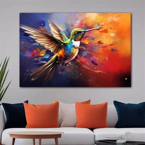 Cuadro Colibri Brillante Colores Canvas Elegante 130x90 A30