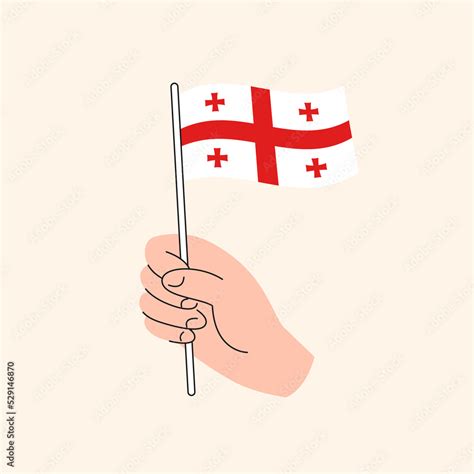 Cartoon Hand Holding Georgian Flag The Flag Of Georgia Concept