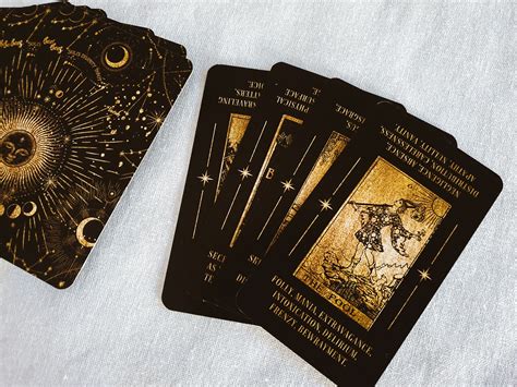 Tarot Card Deck With Keywords Black And Gold Tarot Deck Etsy