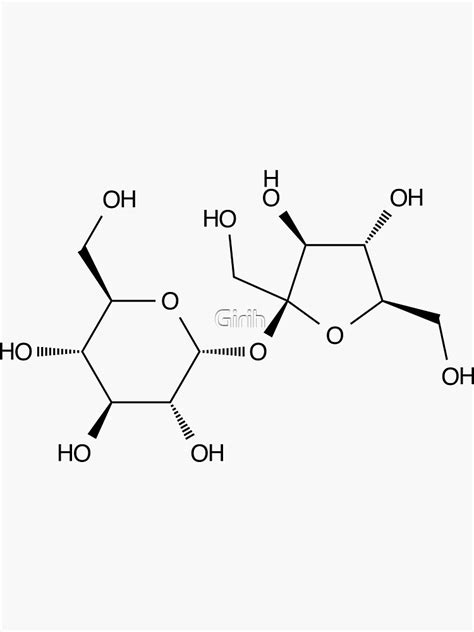 "Sucrose Sugar Chemical Molecule Structure" Sticker for Sale by Girih ...