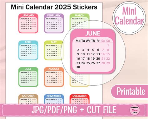 Mini Calendar Planner Stickers Calendar Etsy In Mini