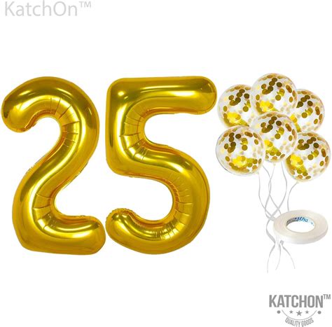 25 Balloon Numbers Gold and Balloons Pack of 7 for 25 | Etsy