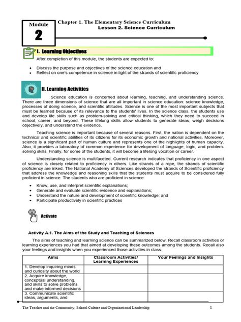 Module 2 Science Curriculum Pdf Science Science Education