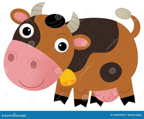 Cartoon Happy Scene with Cow Bull is Looking and Smiling Illustration ...