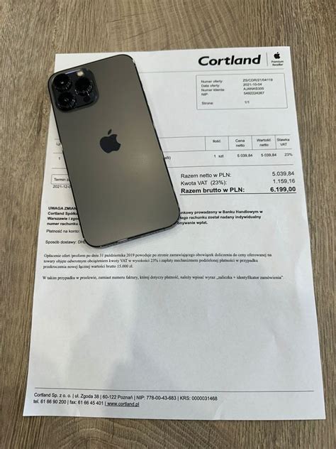 Iphone Pro Max Gb Graphite Adny Cortland Faktura Katowice