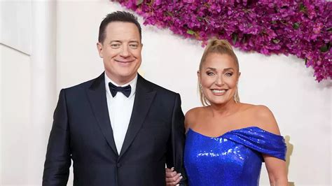 Oscars Brendan Fraser And Girlfriend Jeanne Moore On Red Carpet