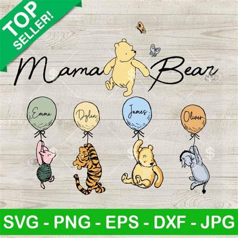 Winnie The Pooh Mama Bear Custom Name SVG Mama Bear SVG Disney Mother