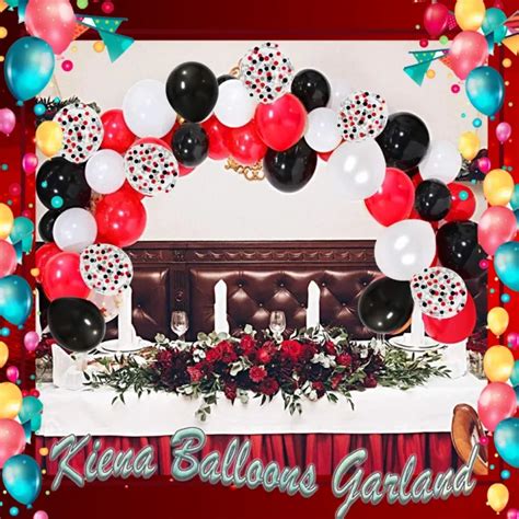 Kiena DIY Red Black White Balloon Garland Arch Kit 12 10 Red Black