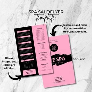 Editable Esthetician Price List Menu Template Day Spa Price List Menu