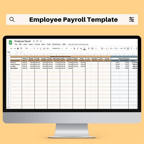 Employee Payroll Template Payroll Tracker Google Sheets Small Business