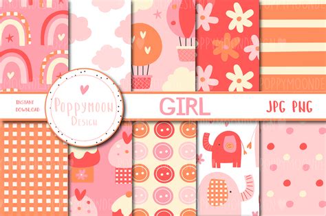 Girl Paper Set Gráfico Por Poppymoondesign · Creative Fabrica