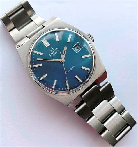 Omega Geneve Automatic Blue Linen Dial Vintage Portfolio