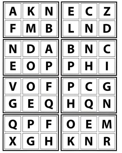 Bingo De Letras Para Imprimir