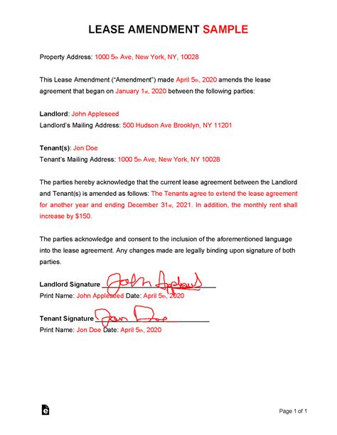 Contract Amendment Template Free