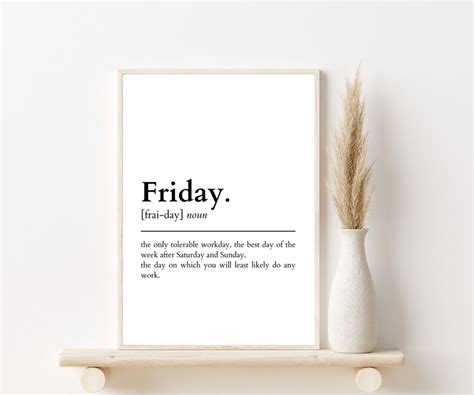 Friday Definition Print Funny Office Prints Home Office Prints