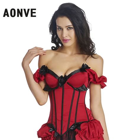 AONVE Women S Vintage Corset Sexy Lingerie Boned Stain Bra Overbust