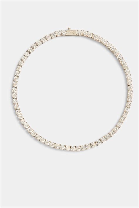 5mm Tennis Chain Choker - White Gold | Womens Chains | Shop Chokers at
