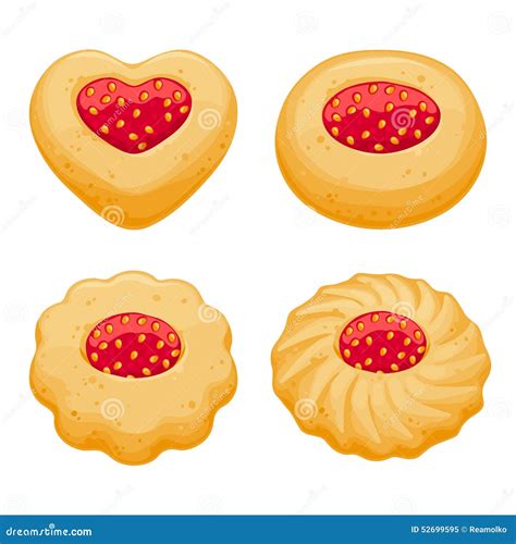 Strawberry Jam Sweet Cookies Set Stock Vector Illustration Of Lunch Biscuit 52699595