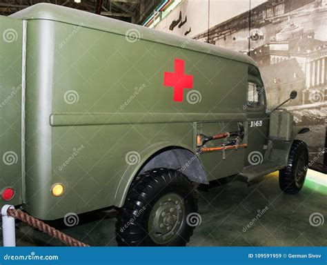 Medical military vehicle. editorial stock image. Image of museum ...