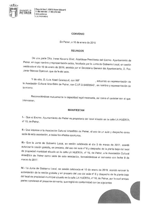 EDUCACIÓN CONVENIO ARTENBITRIR Ajuntament de Petrer