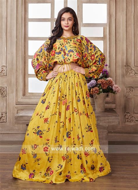 Mustard Yellow Printed Wedding Lehenga Choli In 2024 New Dress For