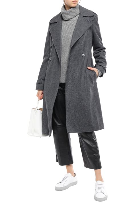 Dkny Wool Blend Felt Trench Coat Charcoal In Gray Lyst