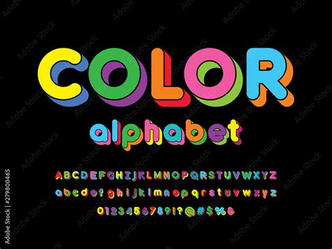 Colorful Stylized Alphabet Design With Uppercase Lowercase Numbers