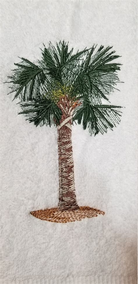 Embroidered Palm Tree Palmetto Tree Towel Hand Towel Etsy