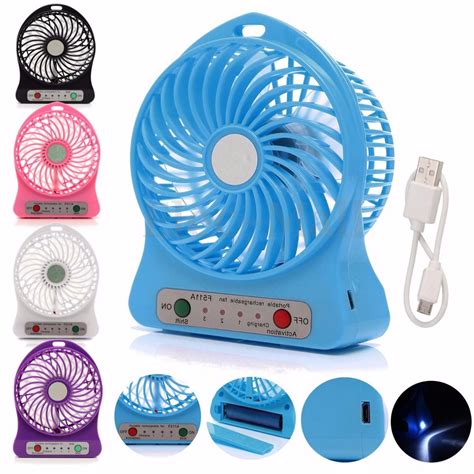 Ventilador Mini Fan Usb Luz Led Batería Y Cable Incluídos 69 00 en