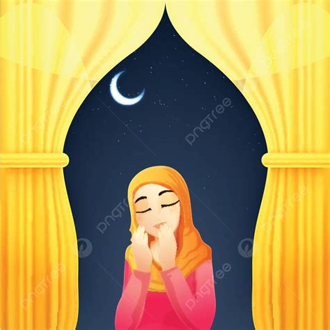 Praying Muslim Girl For Islamic Festivals Occasion Eid Ul Fitr Dua