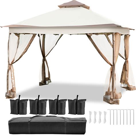 VEVOR Outdoor Canopy Gazebo Tent, Portable Canopy Shelter with 12'x12 ...