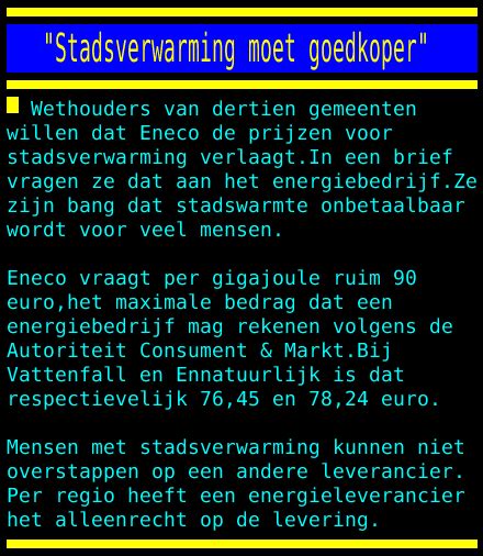 Nos Teletekst On Twitter Stadsverwarming Moet Goedkoper