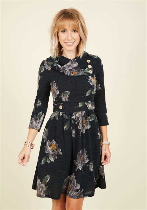 Coach Tour Dress In Forest Floral ¾ Sleeves With Images Mod Cloth