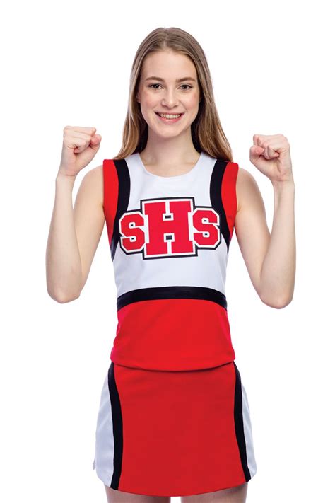 School Custom Cheer Uniform Red White And Black Custom Cheer