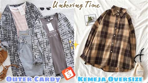 Unboxing Kemeja Kotak Kotak Oversize Outer Cardigan Shopee Haul