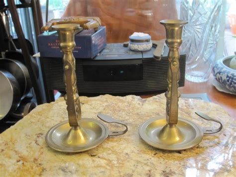 Pair Solid Brass Ship Gimbal Type Candle Holders Nautical Candlesticks