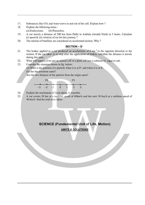 Cbse Sample Paper 1 Class 9 Science With Solution Physics Wallah