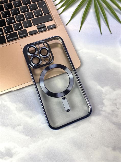 Чехол TPU "Metallic MagSafe" Голубой – купить за 230 руб | Opt15