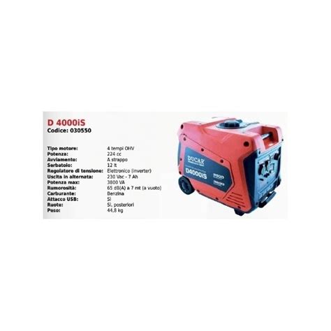 Motogeneratore Silenziato Inverter D 4000iSD DUCAR