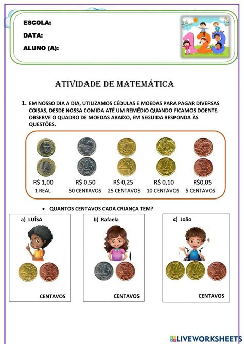 Sistema Monetario Interactive Activity For Fundamental Live Worksheets