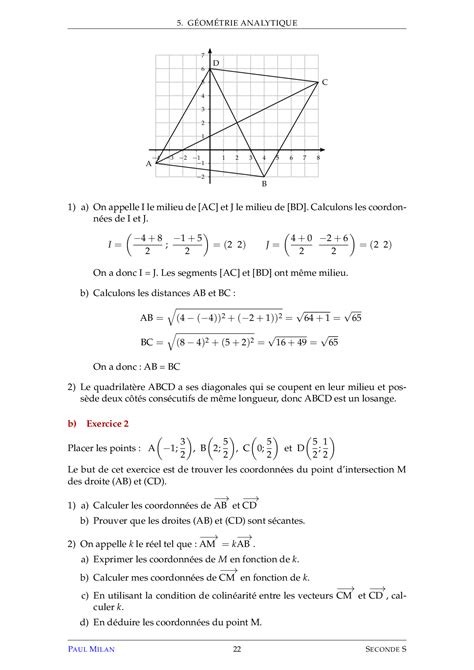 Vecteurs Et Rep Rage Dans Le Plan Cours Alloschool