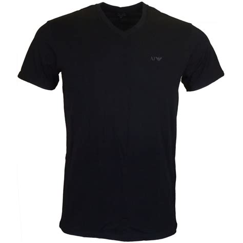 Armani Jeans 06802 Plain V Neck Regular Fit Black T Shirt Clothing