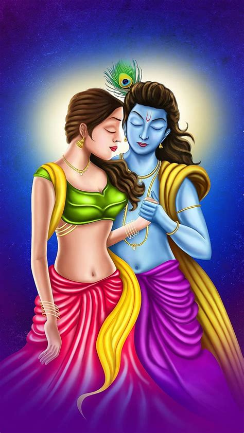 Radha Krishna Love Painting Art Lord God Art Work HD Phone