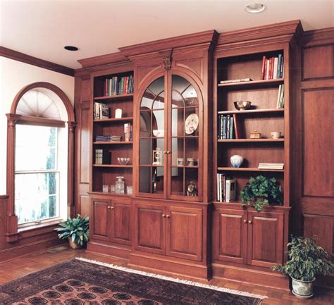 Hand Made Cherry Library Wall With Arched Glass Doors By Odhner And Odhner Fine Woodworking Inc