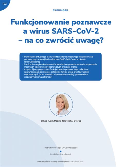 PDF Funkcjonowanie poznawcze a wirus SARS CoV 2 na co zwrócić uwagę