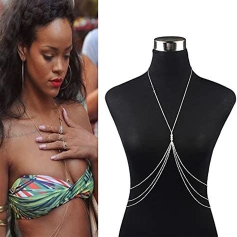 Xubx Pi Ces Sexy Cha Ne De Corps De Soutien Gorge Cha Nes De Ventre Crois Es Collier Bikini