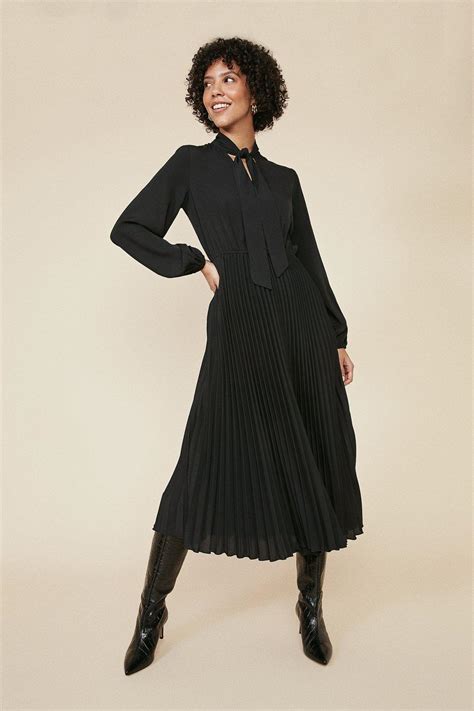 Dresses Pussy Bow Pleated Midi Dress Oasis