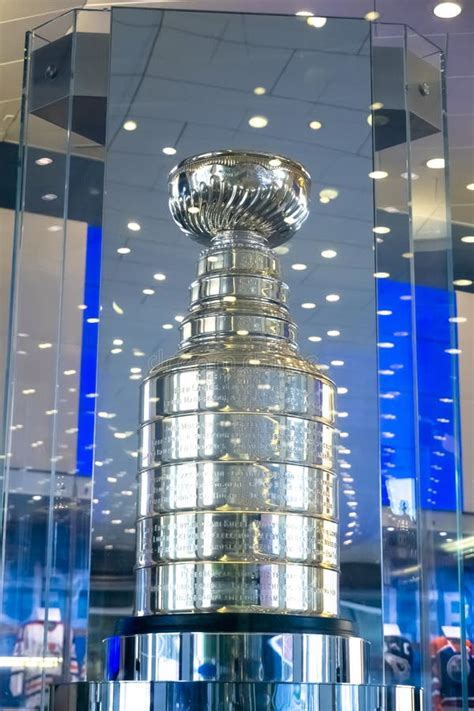 A Stanley Cup Trophy at the Rogers Place Arena. Concept: NHL Stanley ...