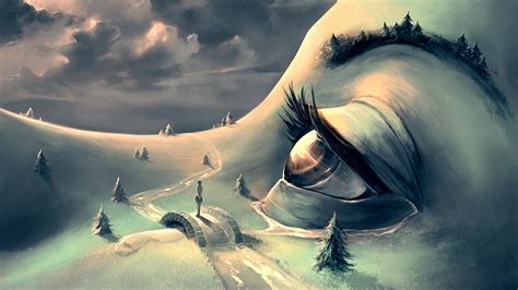 artwork, Fantasy Art, Women, Hill, Forest, Surreal, AquaSixio, Eyes, Bridge Wallpapers HD ...